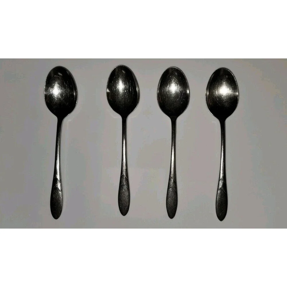 Oneida Debonair Stainless Steel Oval Soup Dinner Spoons Set of 4 – 6 7/8